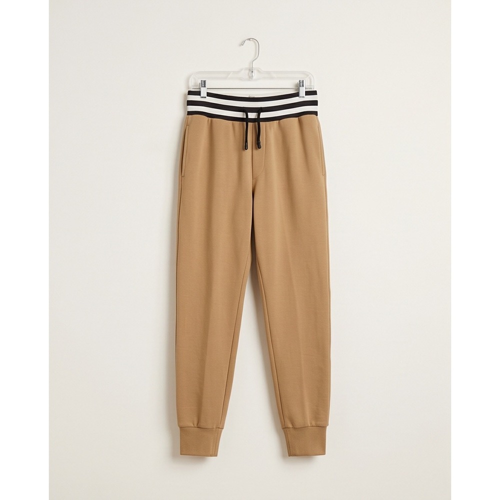 Dries Van Noten Jogger Pants Medium Camel Cotton Striped Waist Luxury Designer‎